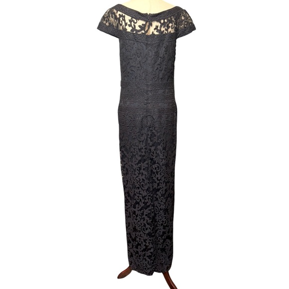 Tadashi Shoji Navy Blue Floor Length Boatneck Formal Dress - Picture 2 of 4